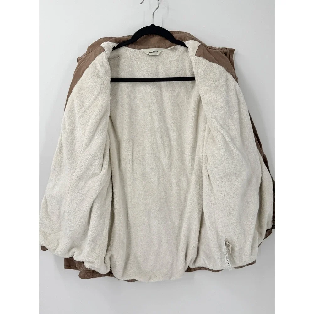 LL Bean Utility Field Jacket Womens M Brown Lined Cotton crunchy granola chore